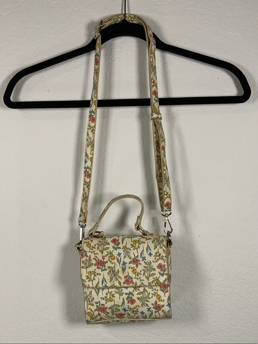 Target Cream Floral Crossbody Bag with Top Handle